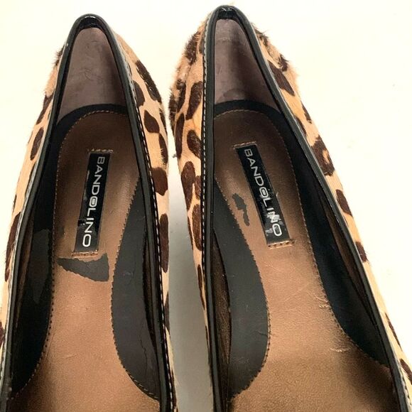 Bandolino Tan Black Leopard Print Hair Calf Wedge Heel Slip On Loafers Size 6.5 - Picture 7 of 11